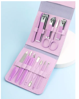 Nail Grooming Kit for Home & Salon Use16-Piece Stainless Steel Manicure and Pedicure Set.