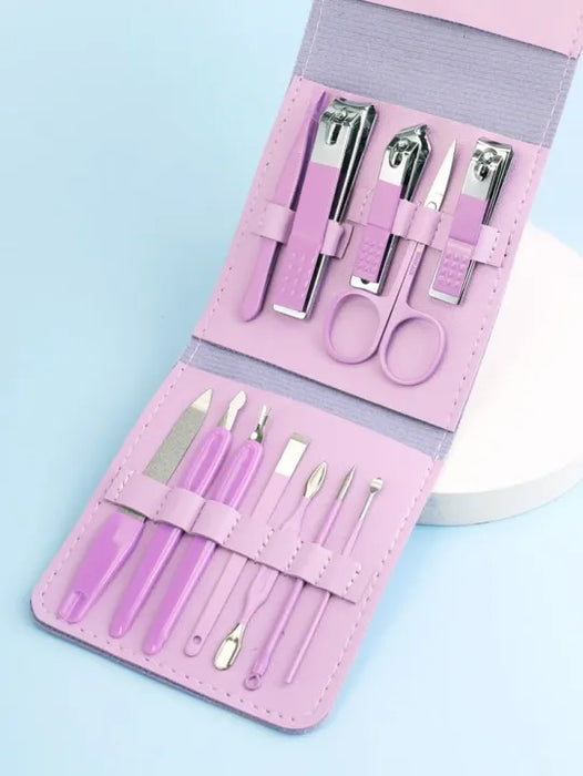 Nail Grooming Kit for Home & Salon Use16-Piece Stainless Steel Manicure and Pedicure Set.